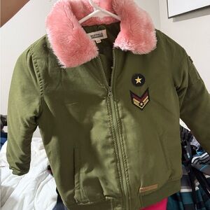 Buffalo David Bitton Kids Olive Jacket with Pink Collar